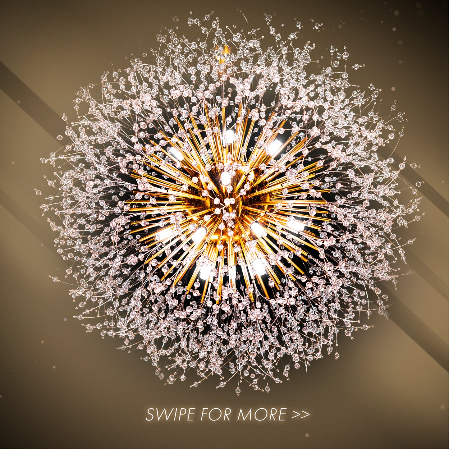 16-Light Gold Dandelion Firework Chandelier